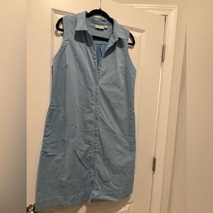 Sleeveless Light Blue Button-Up Dress